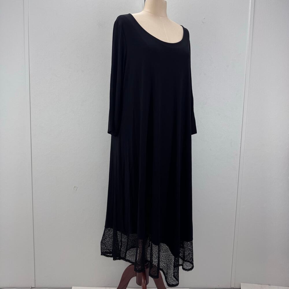 Eileen Fisher Womens Asymmetrical Hem Shift Dress Black sz 1X Neutral Minimalist - Picture 2 of 11